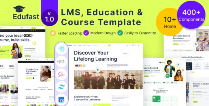 Edufast - LMS, Education Course React Next JS Template - Nulled