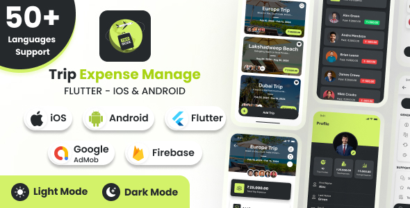 TripMode – Flutter Trip Expense Manager (Android  iOS, Expense Split, 50+ Languages, Dark Mode)