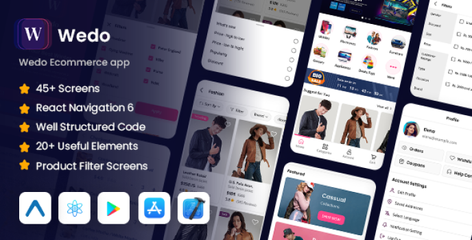 Wedo - Ecommerce React Native Expo Mobile App Template - Nulled