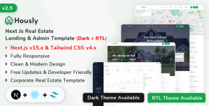 Hously – NextJs Real Estate Landing Admin Dashboard Template