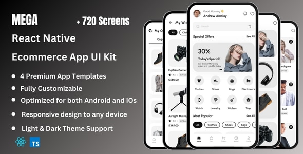 Mega - Ecommerce React Native CLI App Ui Kit - Nulled