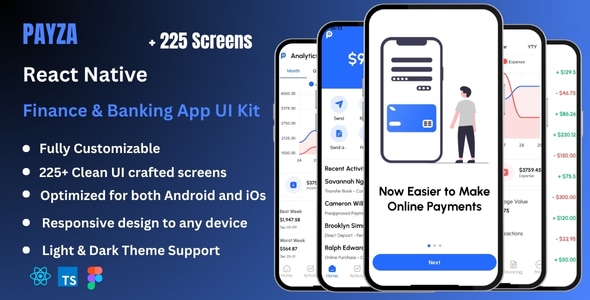 Payza - Finance, Banking, E-Wallet  Online Payment React Native Expo Ui Kit