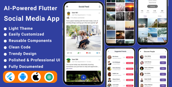 AI-Powered Social Media Flutter App Template | Instagram/TikTok Clone ...
