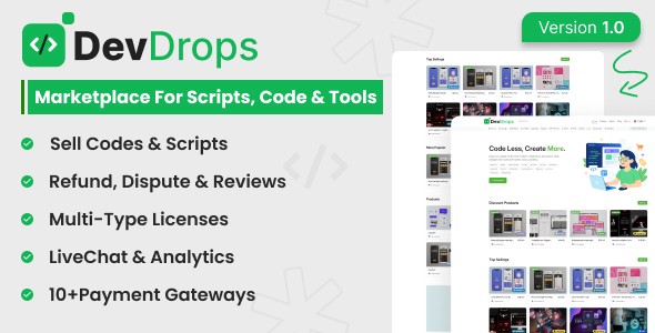 DevDrops – Marketplace for Scripts, Code Tools