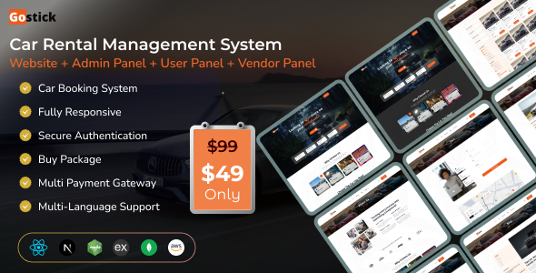 Gostick – A Complete Car Rental Platform | User | Vendor | Admin Panel (MERN)