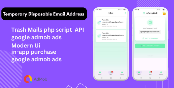 Temporary Disposable Email Address  Flutter app, Trash Mails API