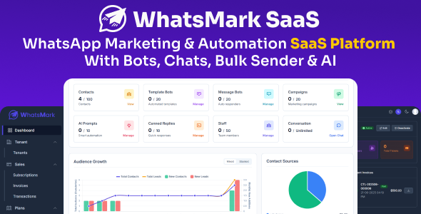 WhatsMarkSaaS - WhatsApp Marketing  Automation SaaS Platform with Bots, Chats, Bulk Sender  AI