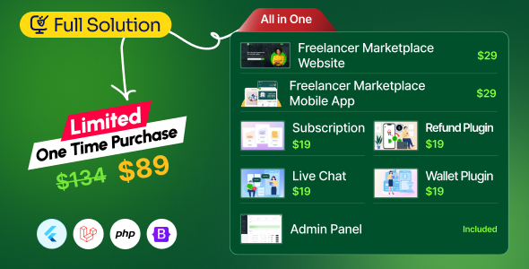 Workzone - Freelancer Marketplace for Service  Job Posting Laravel Script + Mobile App (Bundle)
