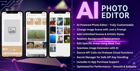 AI Photo Editor iOS App – SwiftUI with Ideogram  RunwayML, AI Enhancer, Extend, background replace