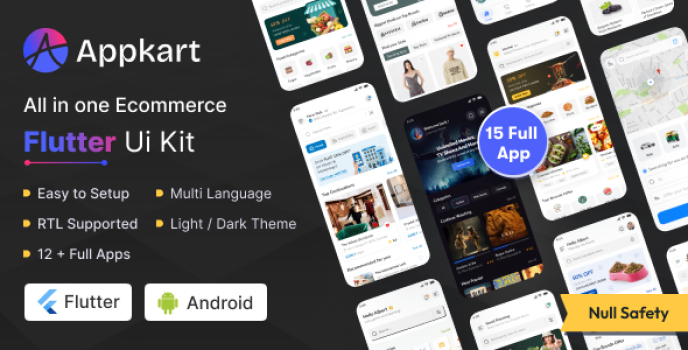Flutter UI Kit Appkart - Biggest Flutter App Template Kit - Nulled