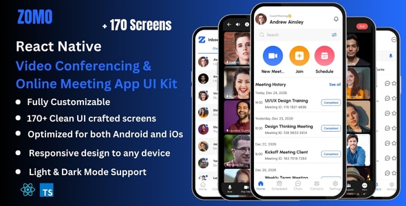 Zomo Pro - Video Conferencing  Online Meeting React Native CLI App UI Kit