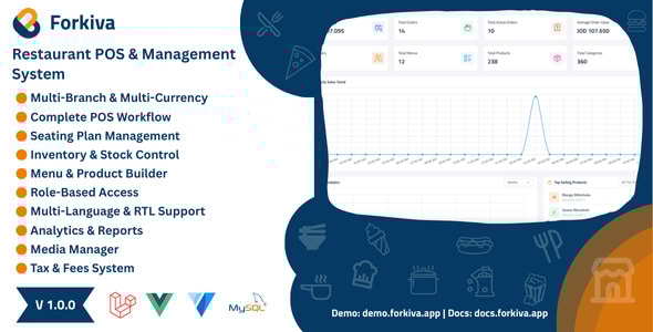 Forkiva – Restaurant POS  Management System (Laravel + Vue.js)