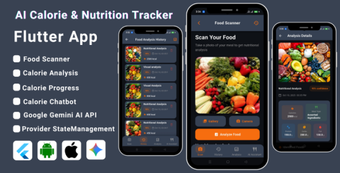 AI Calorie Nutrition Tracker Flutter App | AI Food Nutrition Analysis ...