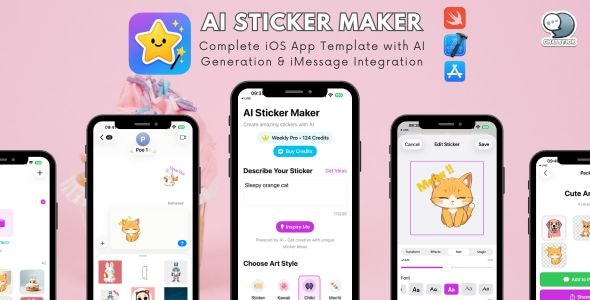 AI Sticker Maker - Complete iOS App Template with AI Generation iMessage Integration