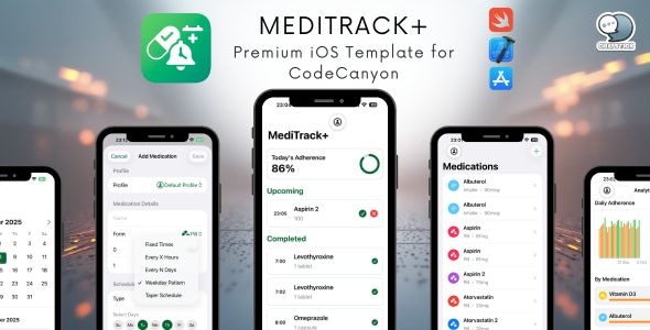 MediTrack+ - The Most Complete Medication Tracking iOS App Template
