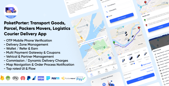 PoketPorter: Transport Goods, Parcel, Packers Movers, Logistics Courier Delivery App Full Solution