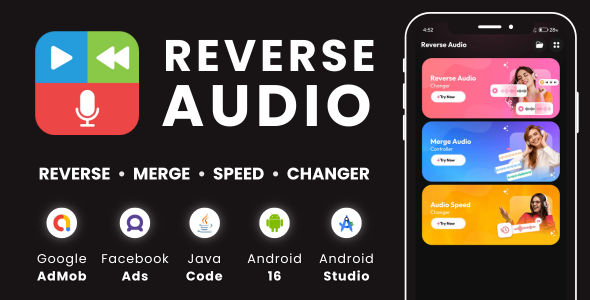 Reverse Audio - Merge Audio - Speed Changer - with AdMob Facebook Ads Android