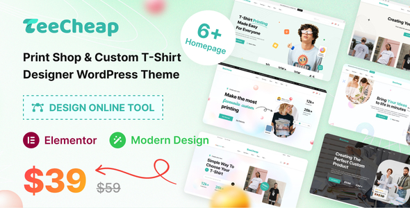TeeCheap - Print Shop  Customize T-shirt Design Online WordPress theme