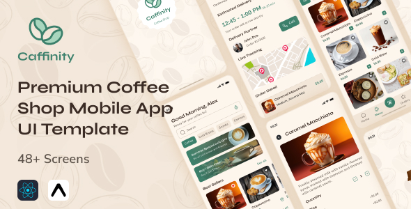 Caffinity - Coffee Shop App UI Template | 48+ Screens | React Native ...