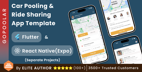GoPoolar – Carpooling  Ride Sharing App | Car  Bike Pool | Flutter  React Native Expo