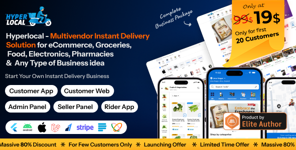 Hyperlocal - Multivendor eCommerce, Grocery, Food, Pharmacy Flutter Delivery app - Admin  Website