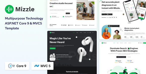 Mizzle - ASP.NET Core 9  MVC 5 Technology and Corporate Template
