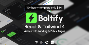 Boltify | React Tailwind Admin  Landing Pages Template (React 19)