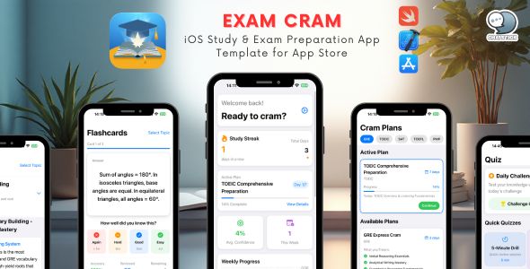 Exam Cram - iOS Study Exam Preparation App Template