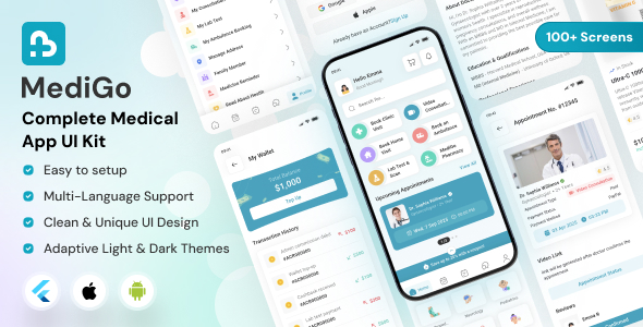 Medigo – Hospital  Medical Healthcare Flutter UI Kit for Doctor, Nurse  Patient Apps