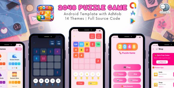 2048 Puzzle Game - Android Template with AdMob | 14 Themes | Jetpack Compose | Full Source Code