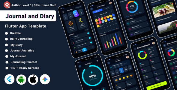 AI Journal Diary Flutter App UI Kit | Reflection Mood Tracker