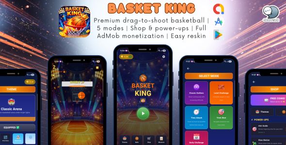 Basket King Shooting — Basketball Game | 5 modes | Shop power-ups | AdMob | Easy reskin