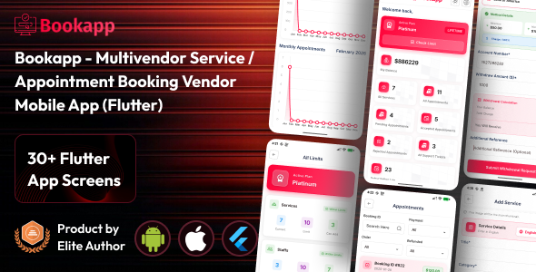 Bookapp - Service / Appointment Booking Marketplace Mobile App for Sellers (Flutter)