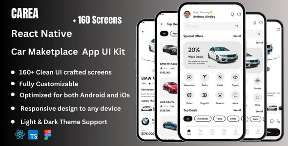 Carea - Car Marketplace React Native CLI App Ui Kit