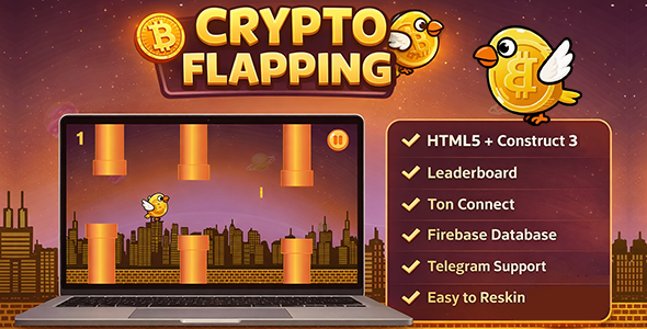 Crypto Flapping HTML5 Game – TON Connect Wallet, Telegram Mini App  Leaderboard