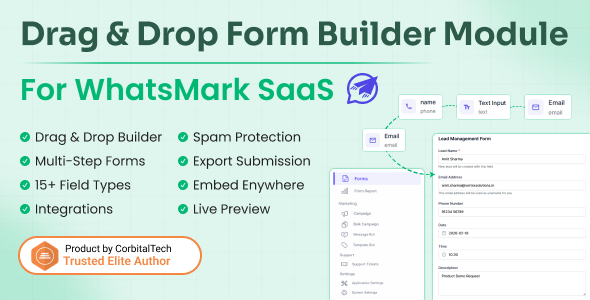 Form Builder Addon for WhatsMark SaaS – Visual Drag  Drop Forms with CRM Integration