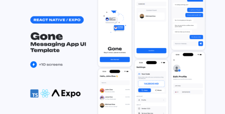 Gone – Messaging App UI Template (React Native / Expo) - Nulled