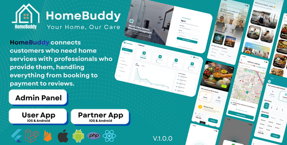 HomeBuddy - Complete On-Demand Home Service Booking Platform | Laravel + Flutter