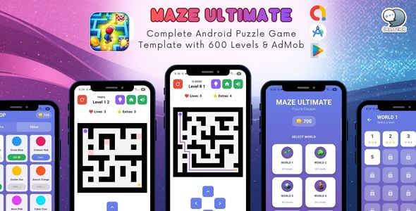 Maze Ultimate - Complete Android Puzzle Game Template with 600 Levels AdMob