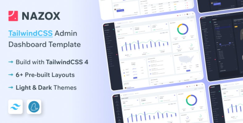 Nazox - Tailwind CSS Admin Dashboard Template - Nulled