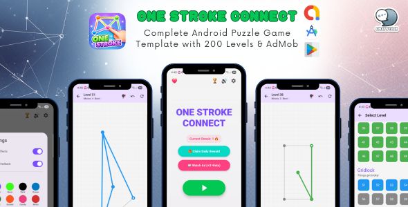 One Stroke Connect - Complete Android Puzzle Game Template with 200 Levels AdMob