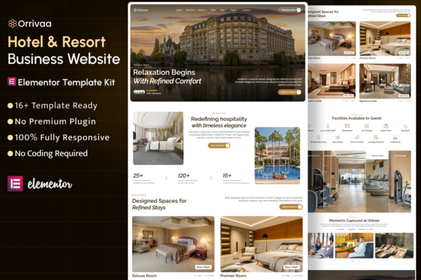 Orrivaa – Hotel  Resort Business Elementor Template Kit