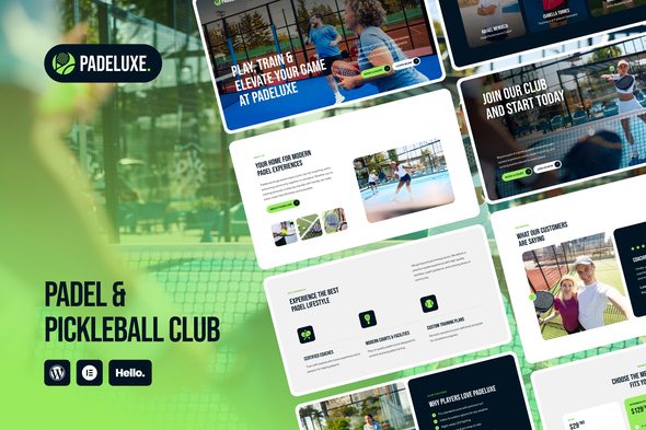 Padeluxe - Sports Club Training Academy Elementor Template Kit