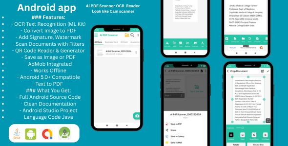 Smart PDF Scanner with OCR, Edit Export – Android App (Java)