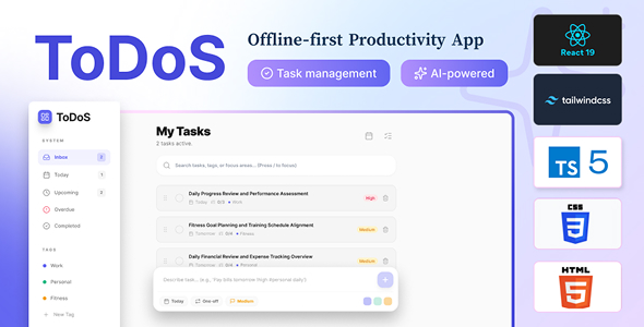 ToDoS (Local) - React 19 Task Manager with AI Breakdown Insights - Nulled