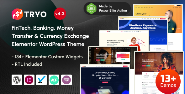 Tryo - FinTech, Banking, Money Transfer Currency Exchange Elementor WordPress Theme