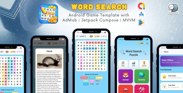 Word Search Puzzle - Android Game For Kids Template with AdMob | Jetpack Compose