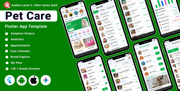 AI-Powered Pet Care Flutter Mobile App Template | Food  Accessories Store