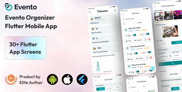 Evento Organizer Mobile App - Multivendor Event Management App for Event Organizers (Flutter)