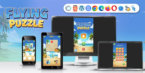 Flying Puzzle Game (Construct 3 | C3P | HTML5) Kids Educational Game | 30 Levels